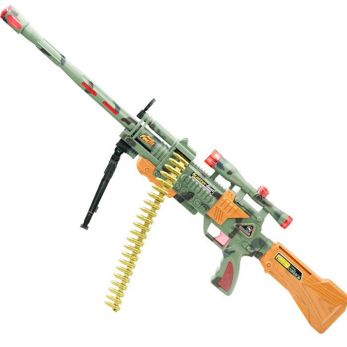 Battery powered toy gun for kids with sound light and vibration by Trimex