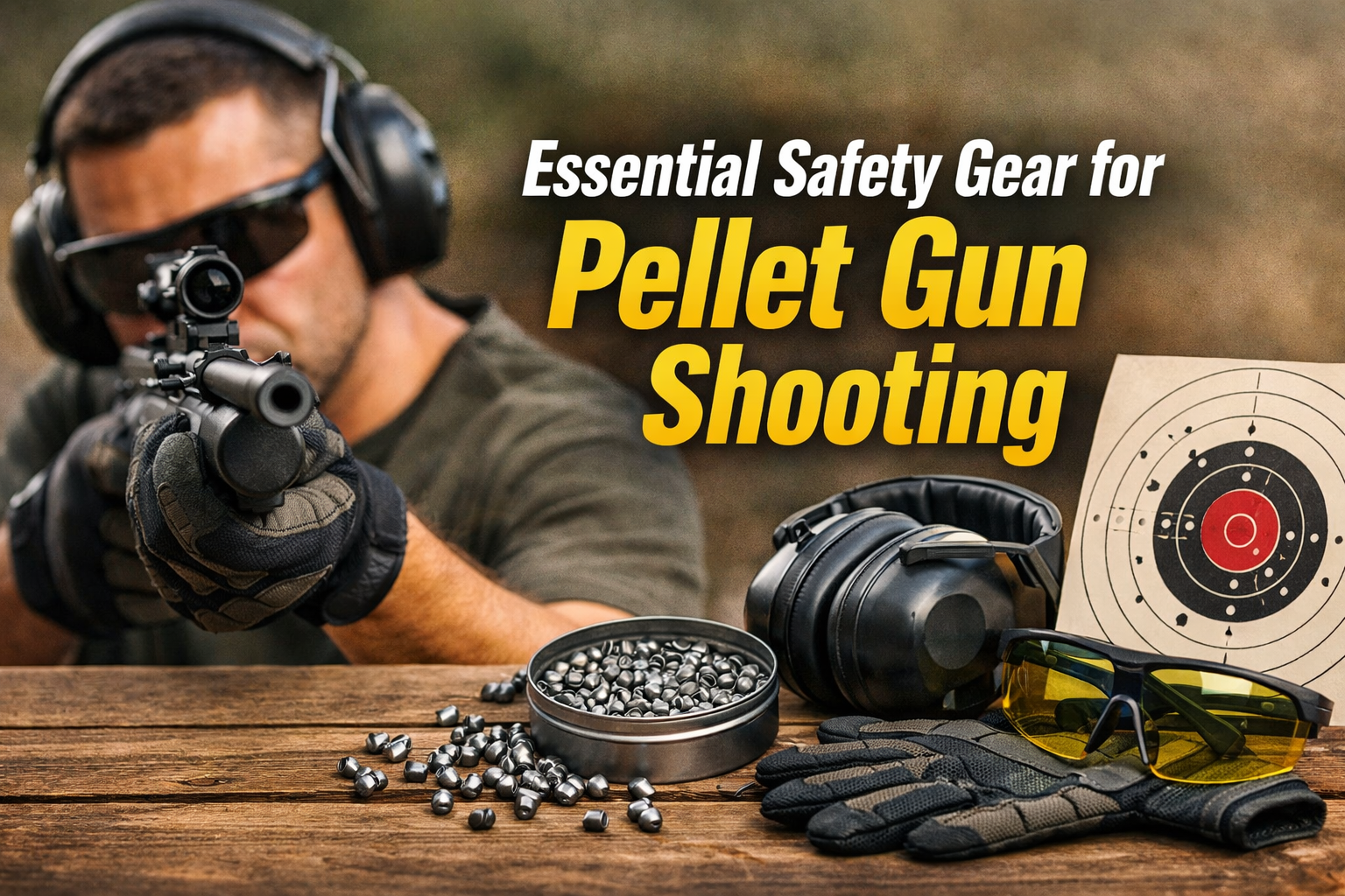 What safety gear is essential when using air-powered pellet guns?