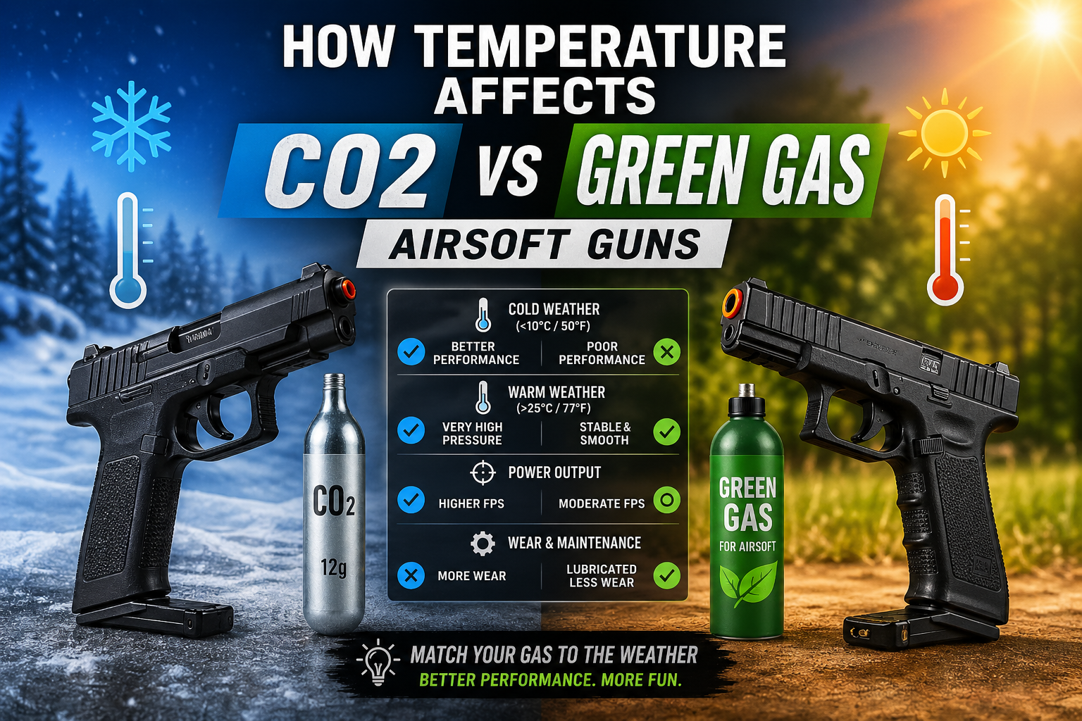How Temperature Affects CO2 vs Green Gas Airsoft Guns
