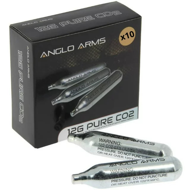 ANGLO ARMS 10 X ANGLO ARMS 12G GRAM CO2 CAPSULE CARTRIDGE SET