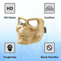 SRC Full Face Skull Airsoft Mask V2 Tan with Clear Lenses - P-36-DT1