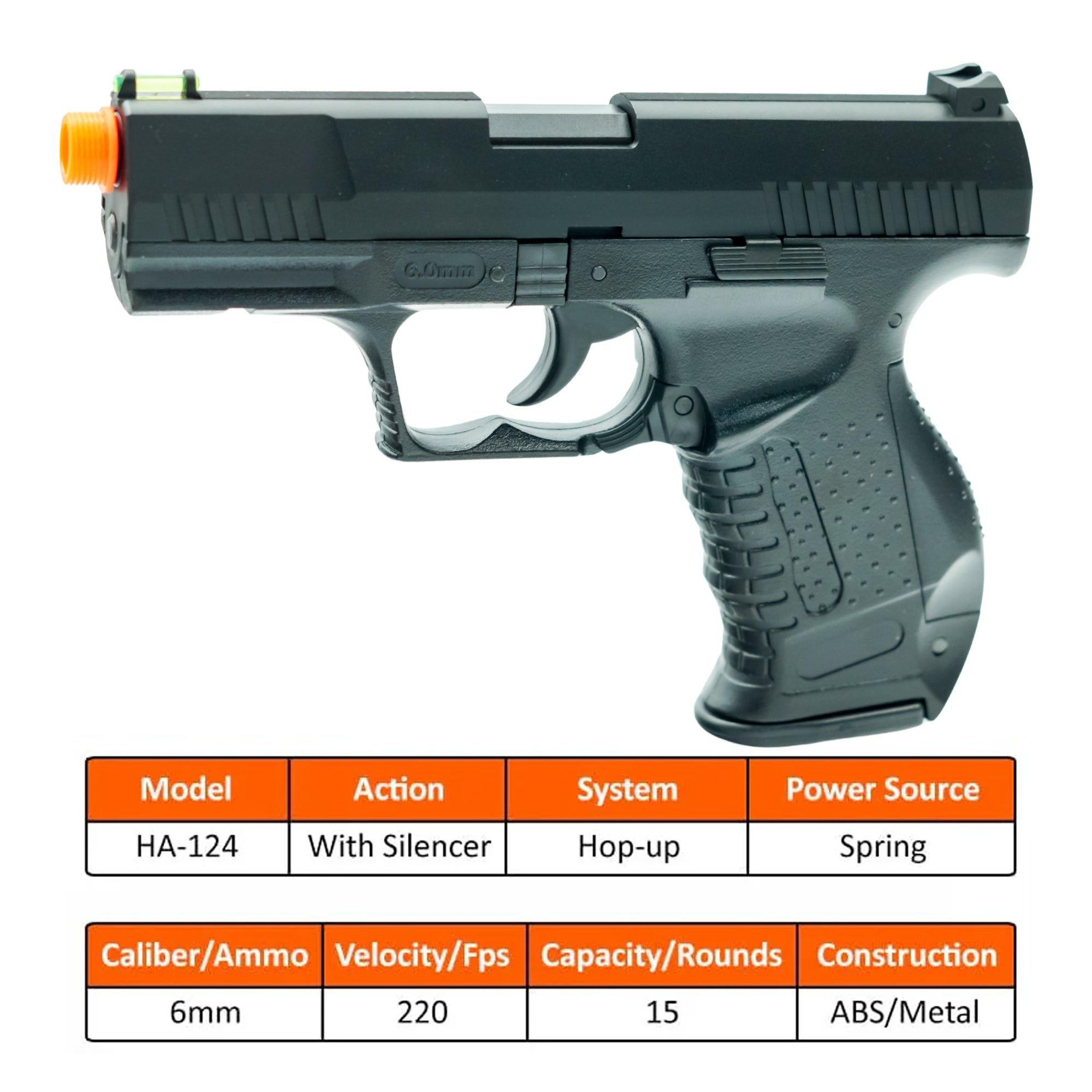 HFC Airsoft Spring Pistol with Silencer