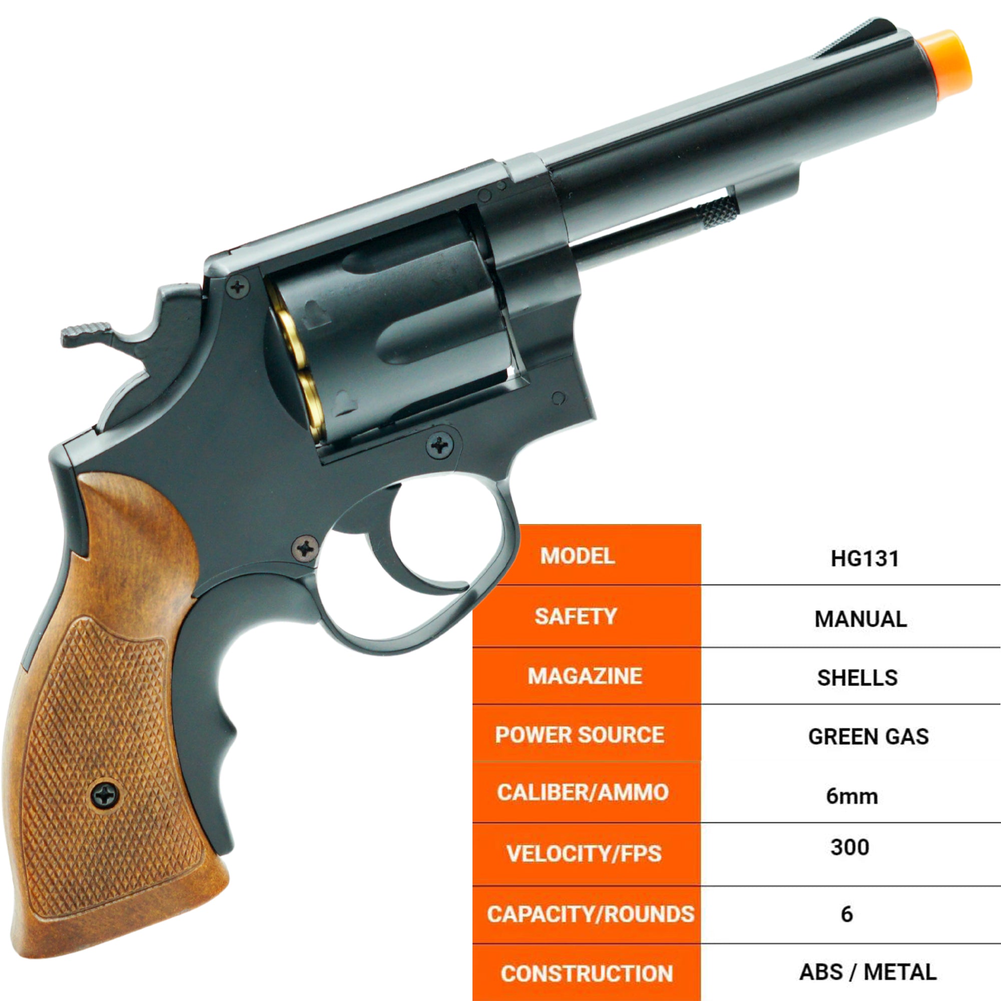 HFC Green Gas Powered Airsoft Revolver - HG131B
