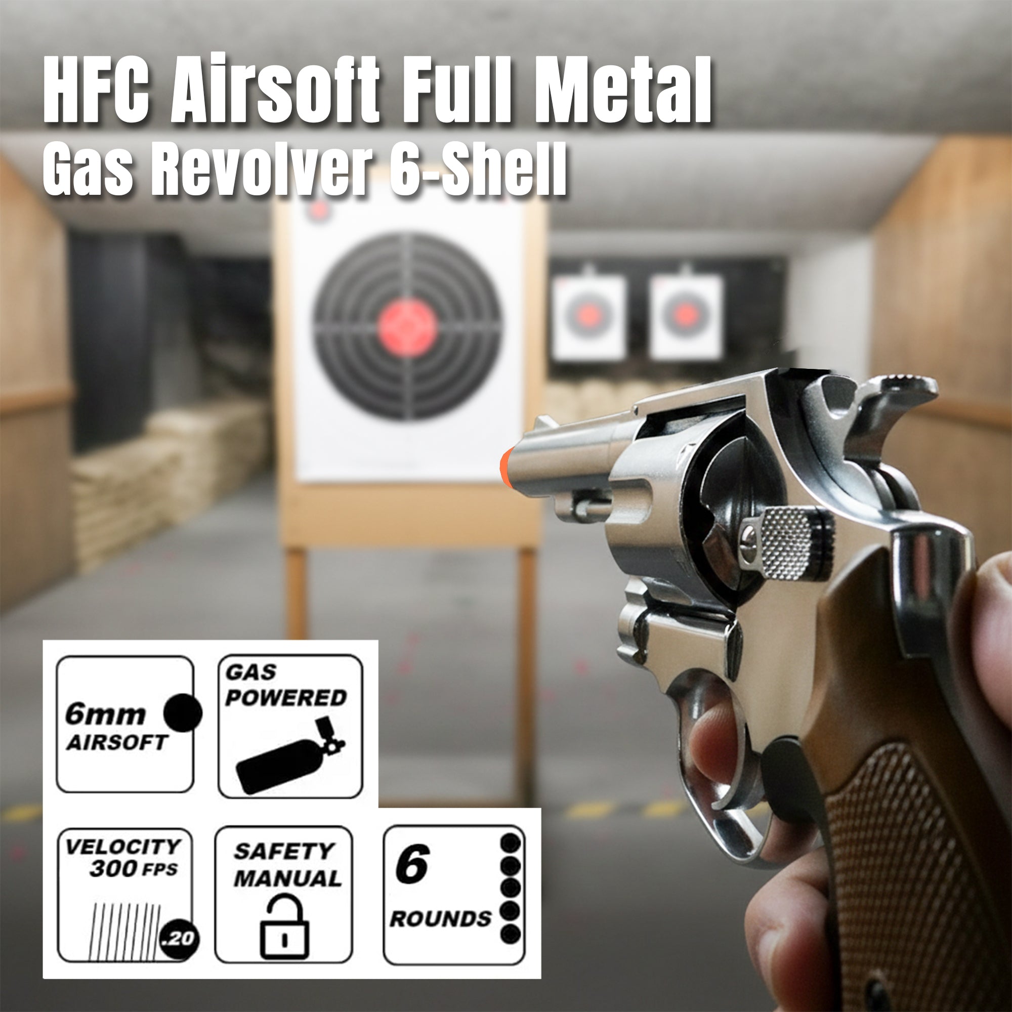 HFC Airsoft Full Metal Gas Revolver 6-Shell - HG131