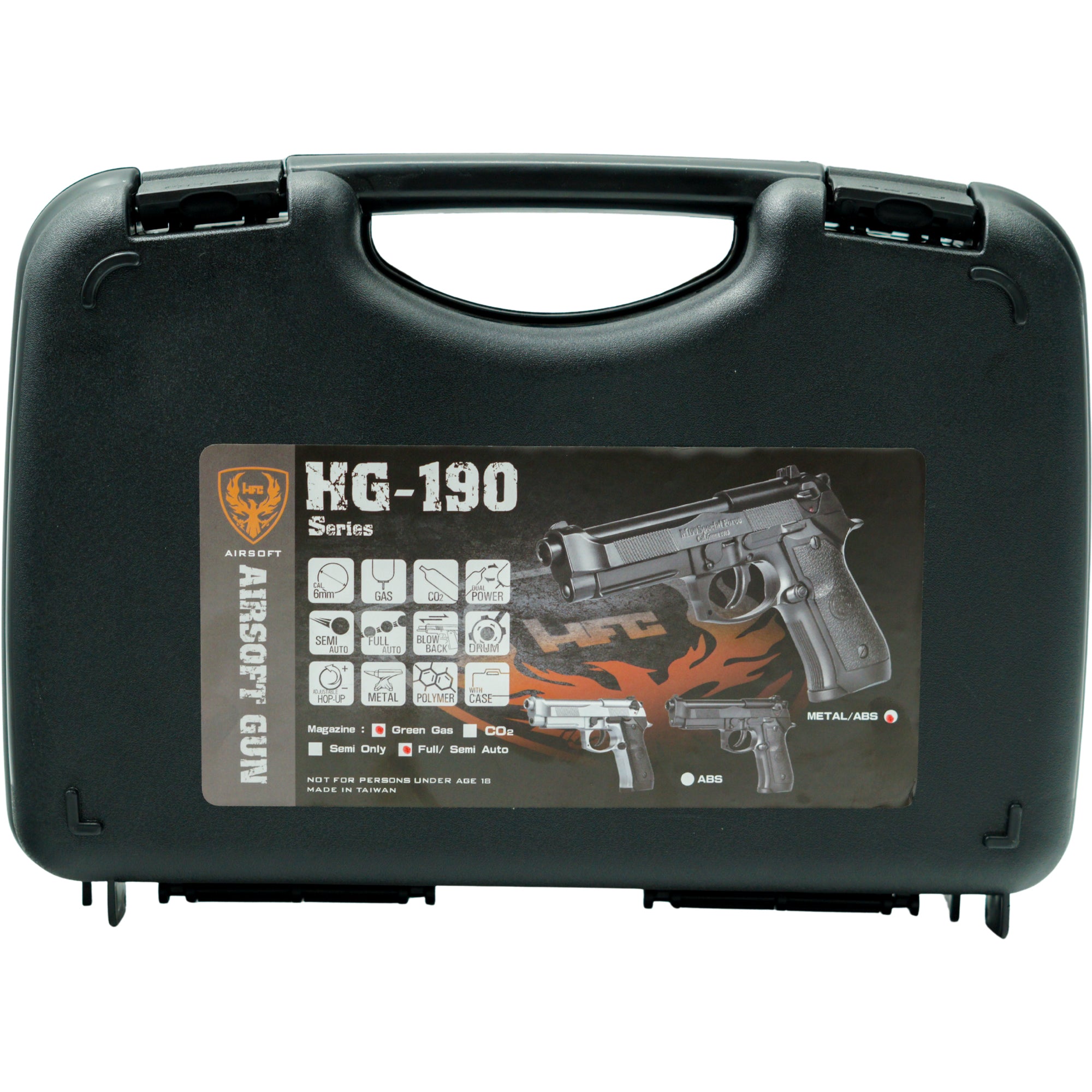 HFC HG-190 Full/Semi Auto GBB Airsoft Pistol