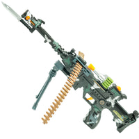 Battery Operated Military Toy Machine Gun for Kids with Light, Sound and Moving Barrel