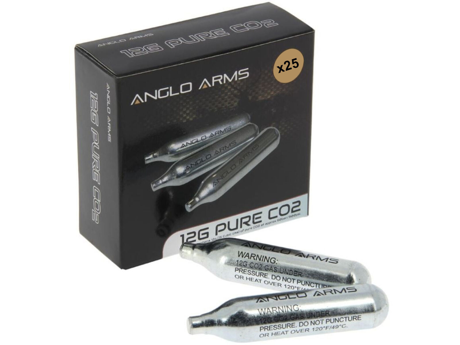 ANGLO ARMS 25 X ANGLO ARMS 12G GRAM CO2 CAPSULE CARTRIDGE SET