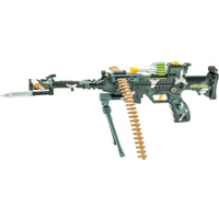 Battery Operated Military Toy Machine Gun for Kids with Light, Sound and Moving Barrel