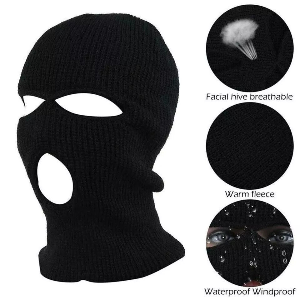 TRIMEX 3 Hole Knit Balaclava – Black Mask