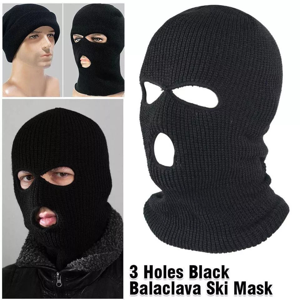 TRIMEX 3 Hole Knit Balaclava – Black Mask