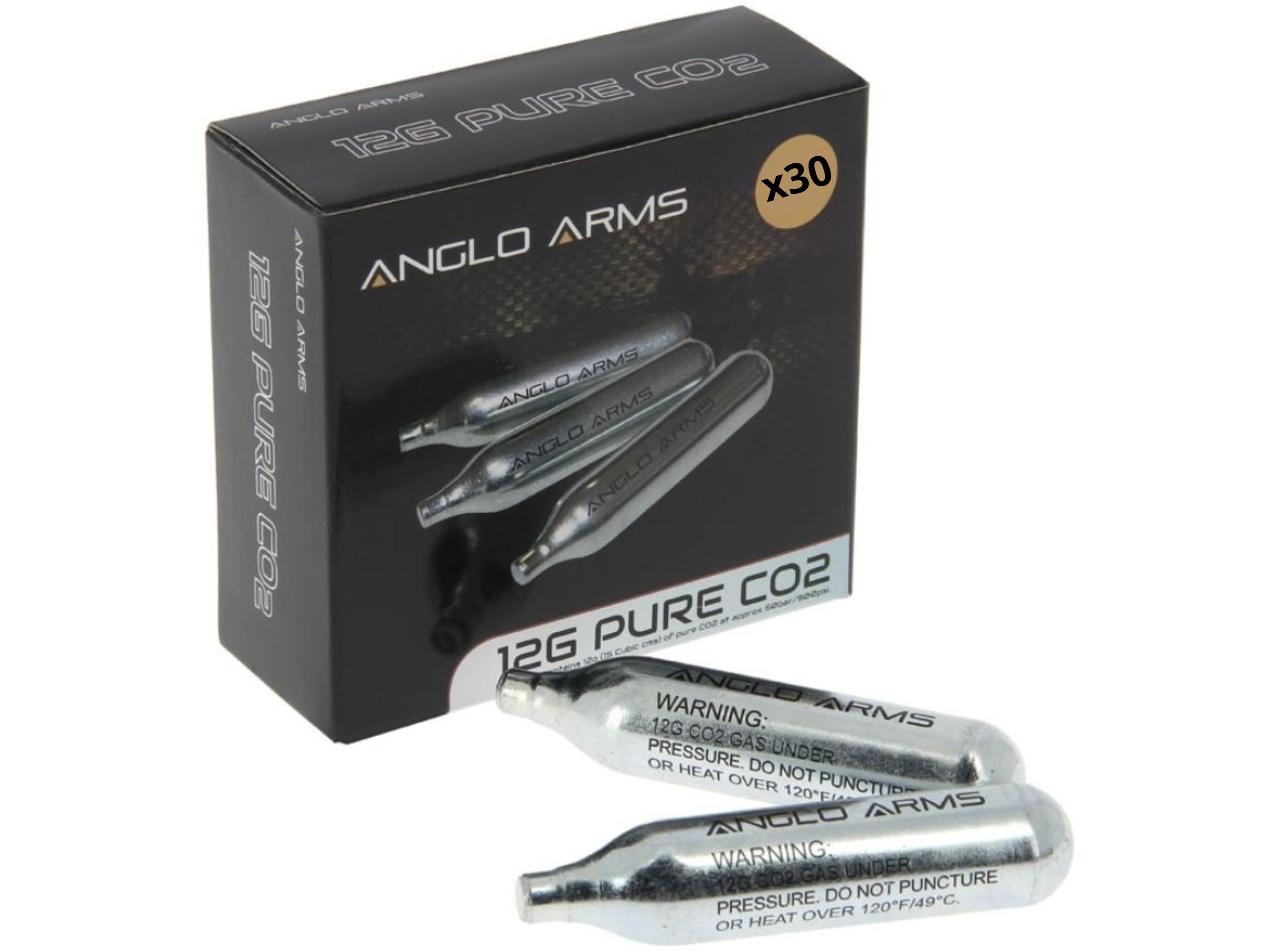 ANGLO ARMS 30 X ANGLO ARMS 12G GRAM CO2 CAPSULE CARTRIDGE SET