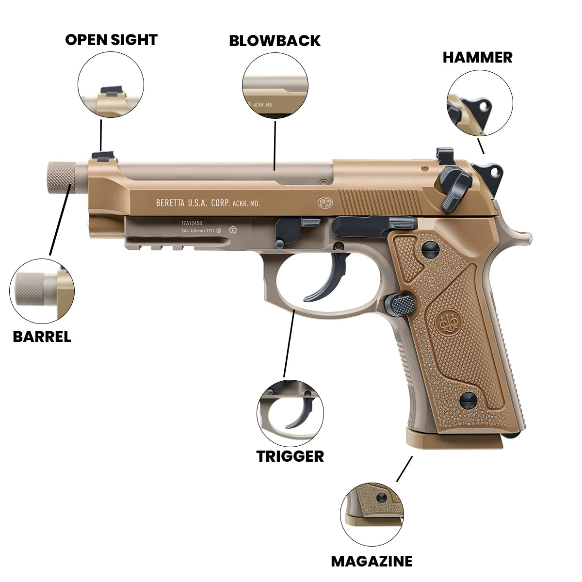Beretta M9A3 Full Auto CO2 Pistol