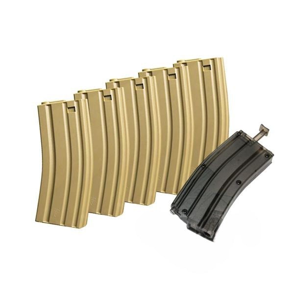 TRIMEX 5PCS 140 ROUNDS M4/M16 MID CAP MAG SET TAN WITH LOADER