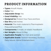 SRC Full Face Skull Airsoft Mask V2 Tan with Clear Lenses - P-36-DT1