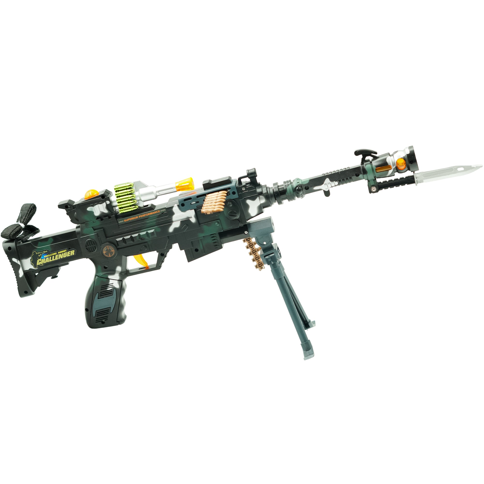 Battery Operated Military Toy Machine Gun for Kids with Light, Sound and Moving Barrel
