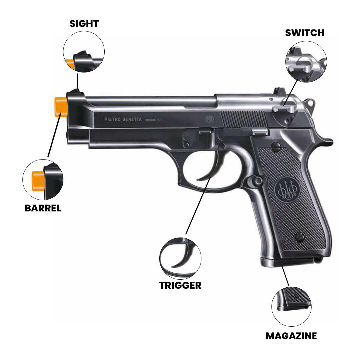 BERETTA 92FS Spring Airsoft Pistol 12 Round - Umarex