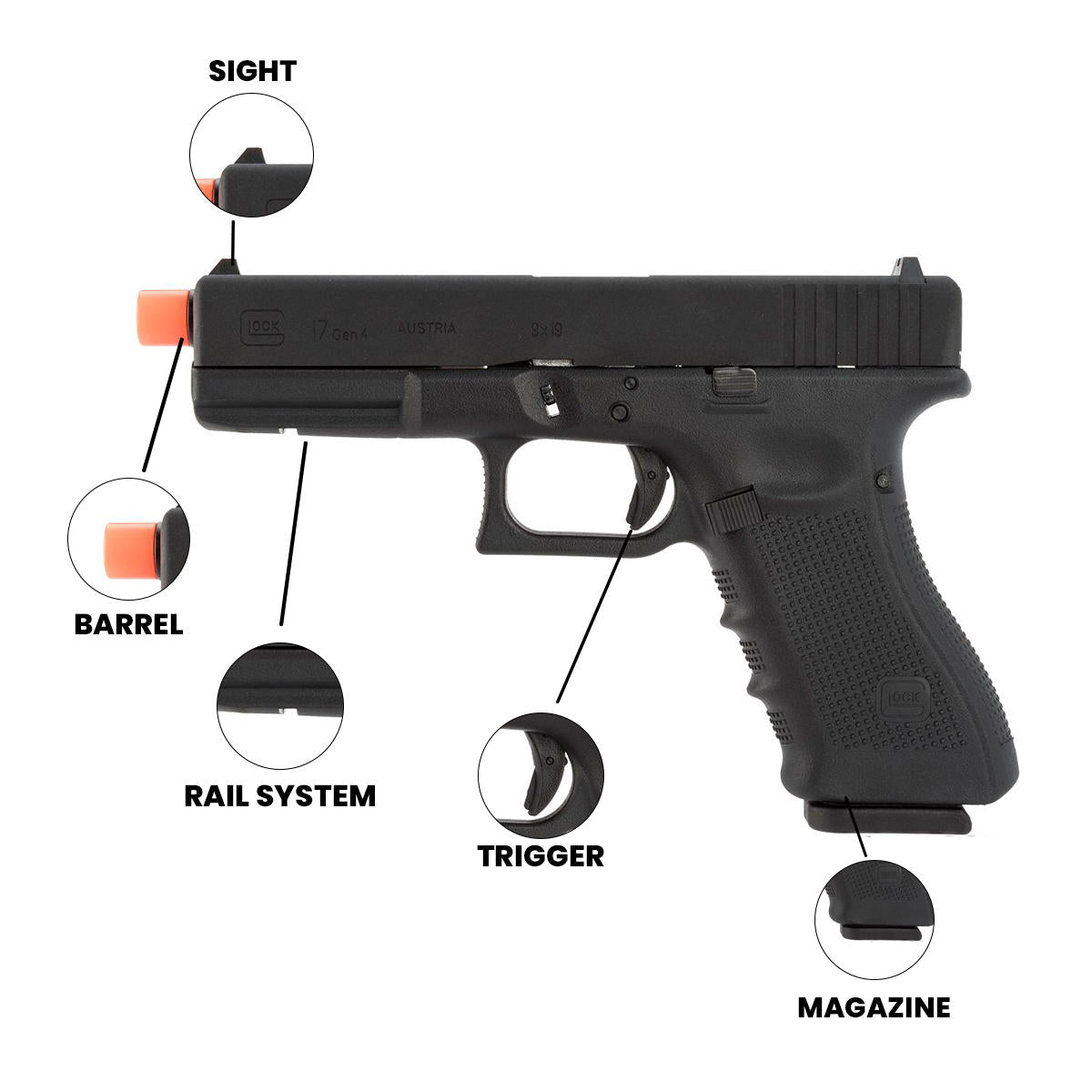 Glock G17 Gen 4 Semi Auto CO2 Airsoft Blowback Pistol - Elite Force