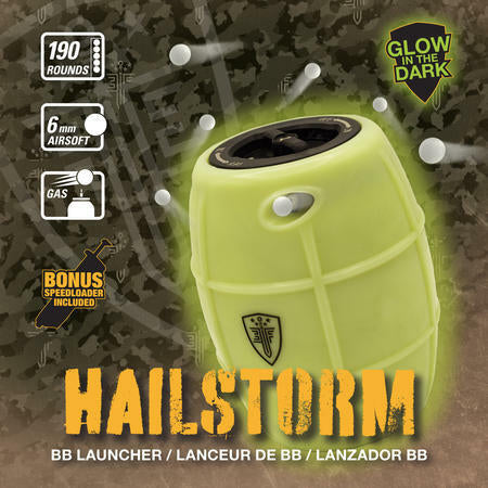 Hailstorm Glow in the Dark Green Gas Airsoft BB Grenade W/ Speed Loader - Elite Force
