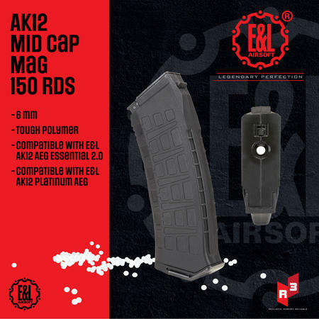 Spare/Extra Magazine for E&S AK12 AEG Rifle Series Mid Cap Mag 150 RDS - Umarex