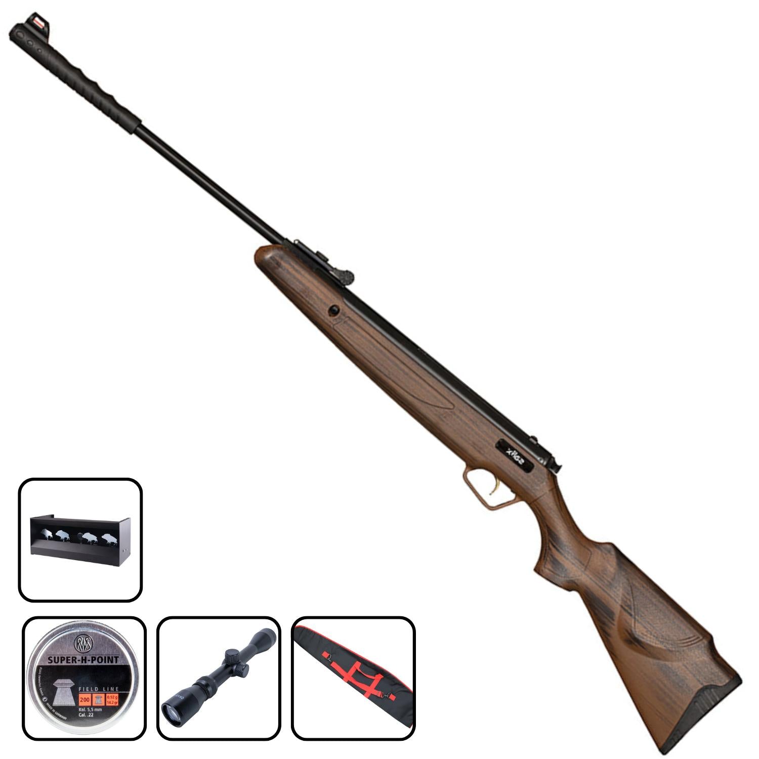 TX02 Spring Air Rifle Break Barrel With Wood Look Stock - Bundle Set