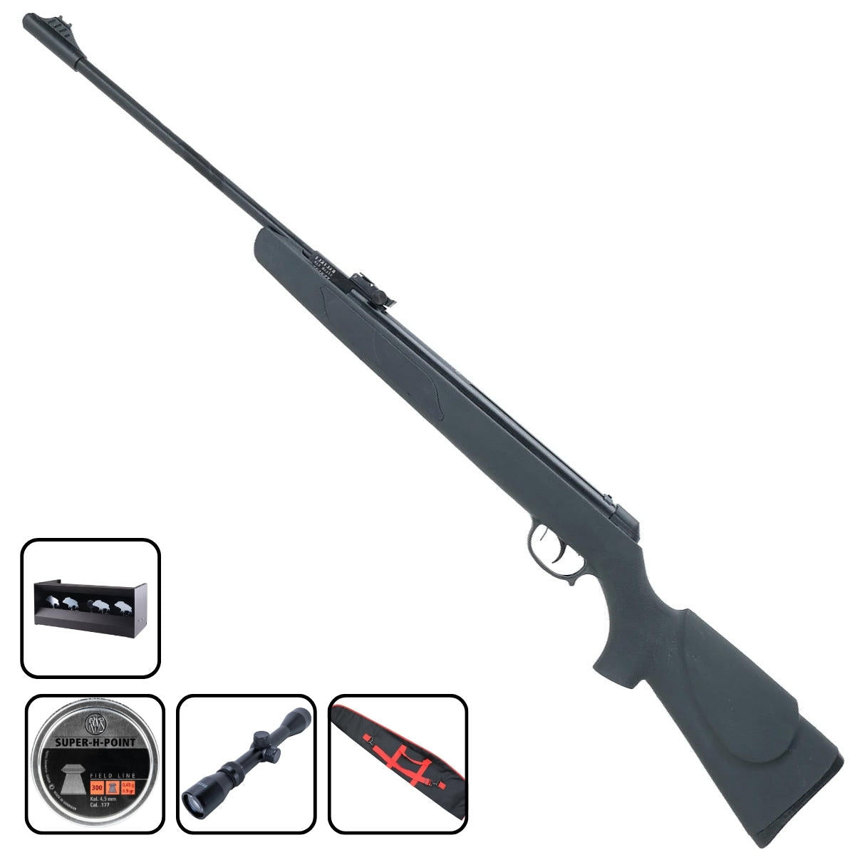 TX03 Spring Air Rifle Break Barrel With Wood Look Stock .177 - Bundle Set