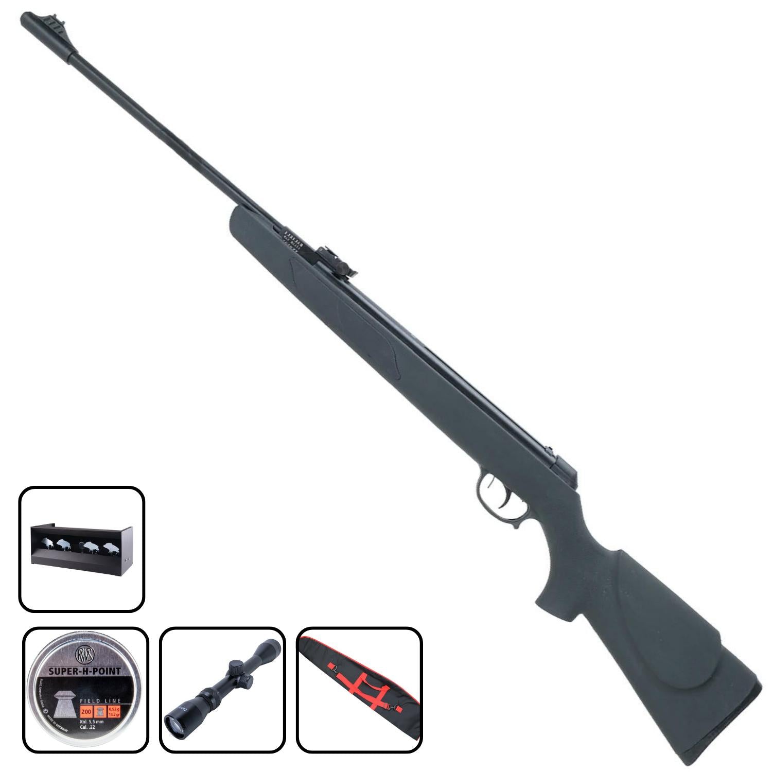 TX03 Spring Air Rifle Break Barrel With Wood Look Stock .22 - Bundle Set