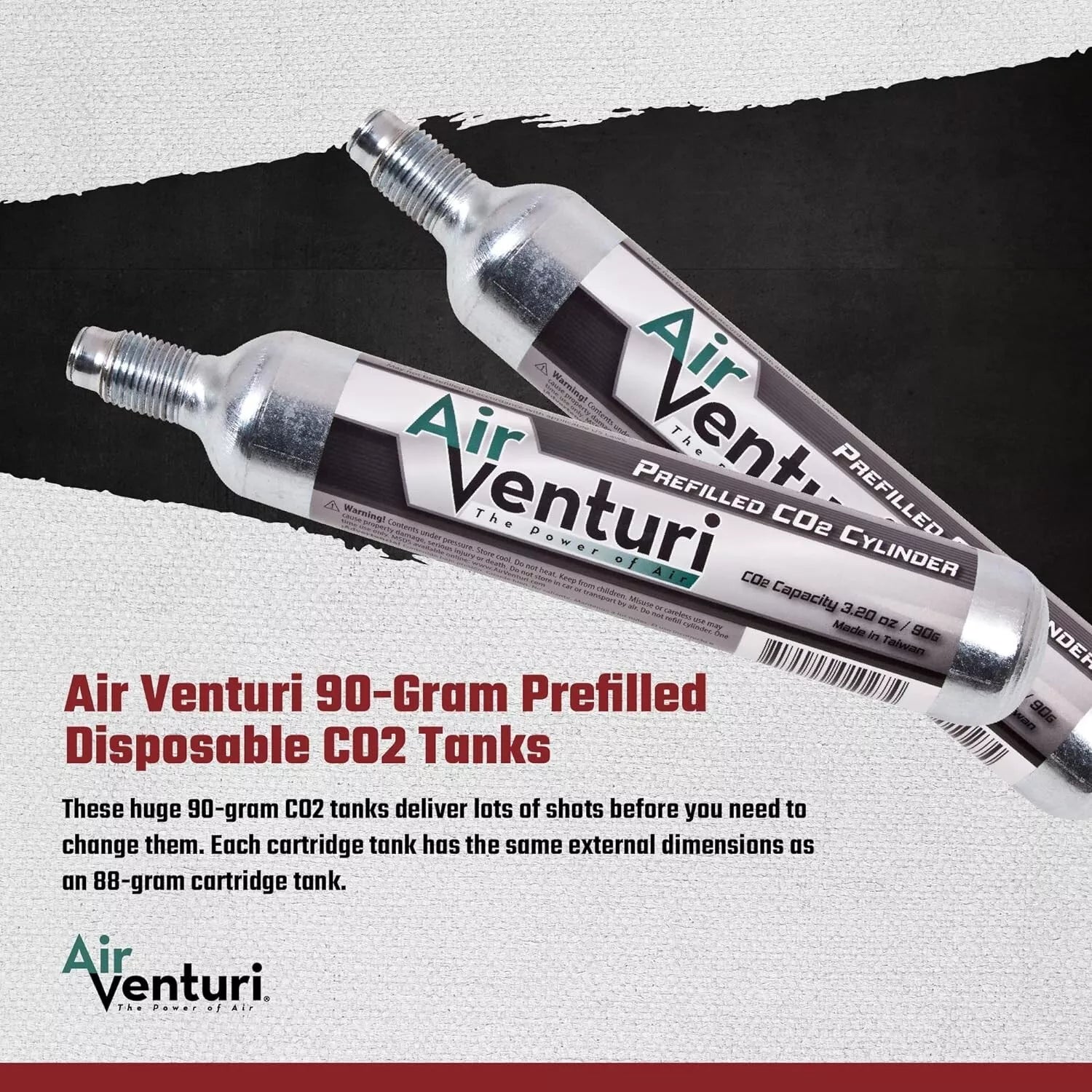 AIR VENTURI Air Venturi 2X Pre-Filled Disposable 90G CO2 Cartridge Tank