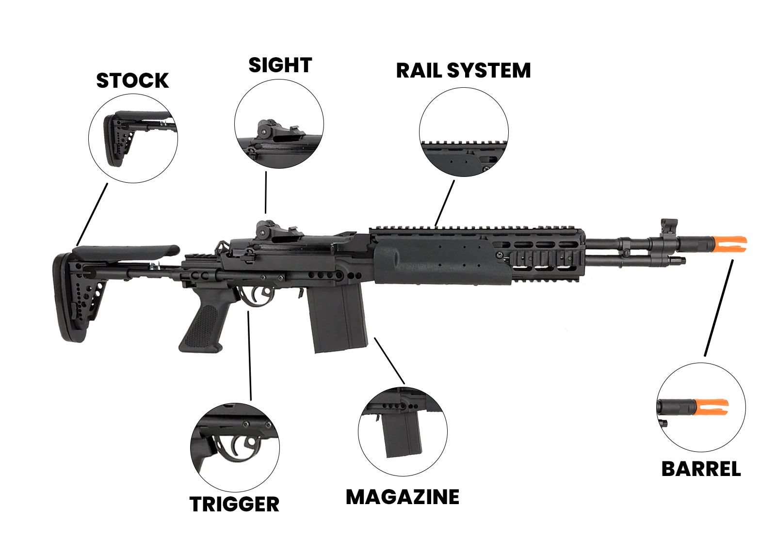 airsoft guns Airsoft AEG Rifle M-14A EBR Full Metal - JG Works