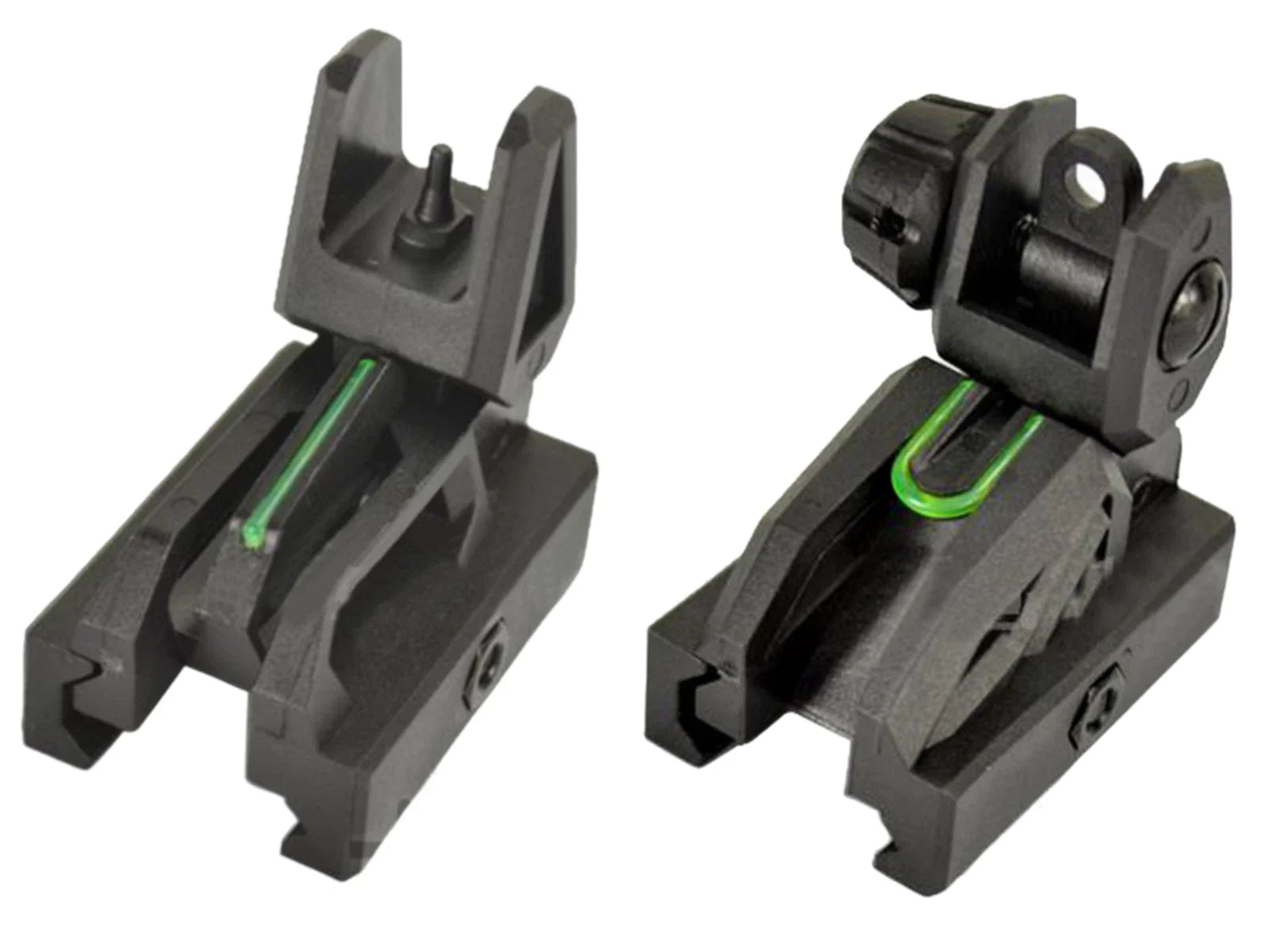 Airsoft Flip Up Fiber Optic Front & Rear Sight Set for 20mm Rail