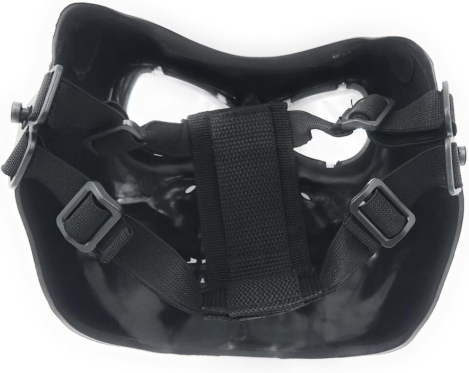 SRC Airsoft Full Face Mask - SRC Skull V2 Mask Black With Clear Lenses