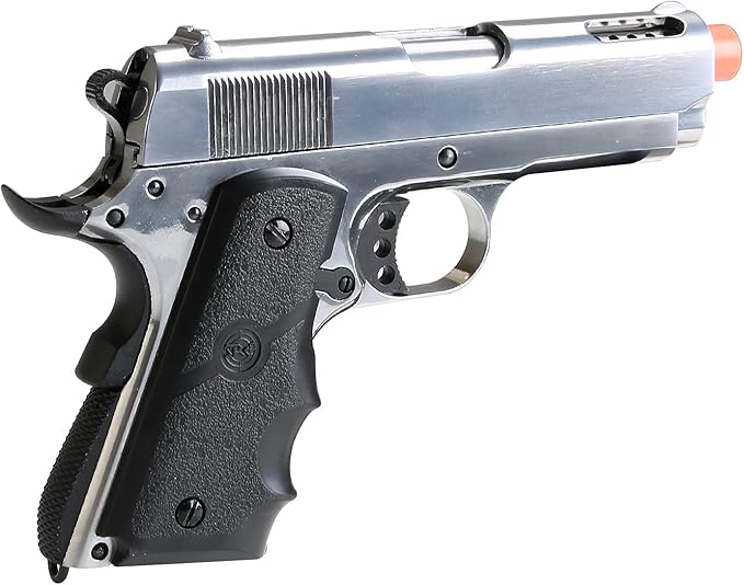 SRC Airsoft Metal 1911 Style GBB Pistol - 13 Rounds, 300 FPS, Silver, Green Gas