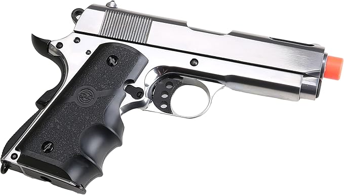 SRC Airsoft Metal 1911 Style GBB Pistol - 13 Rounds, 300 FPS, Silver, Green Gas