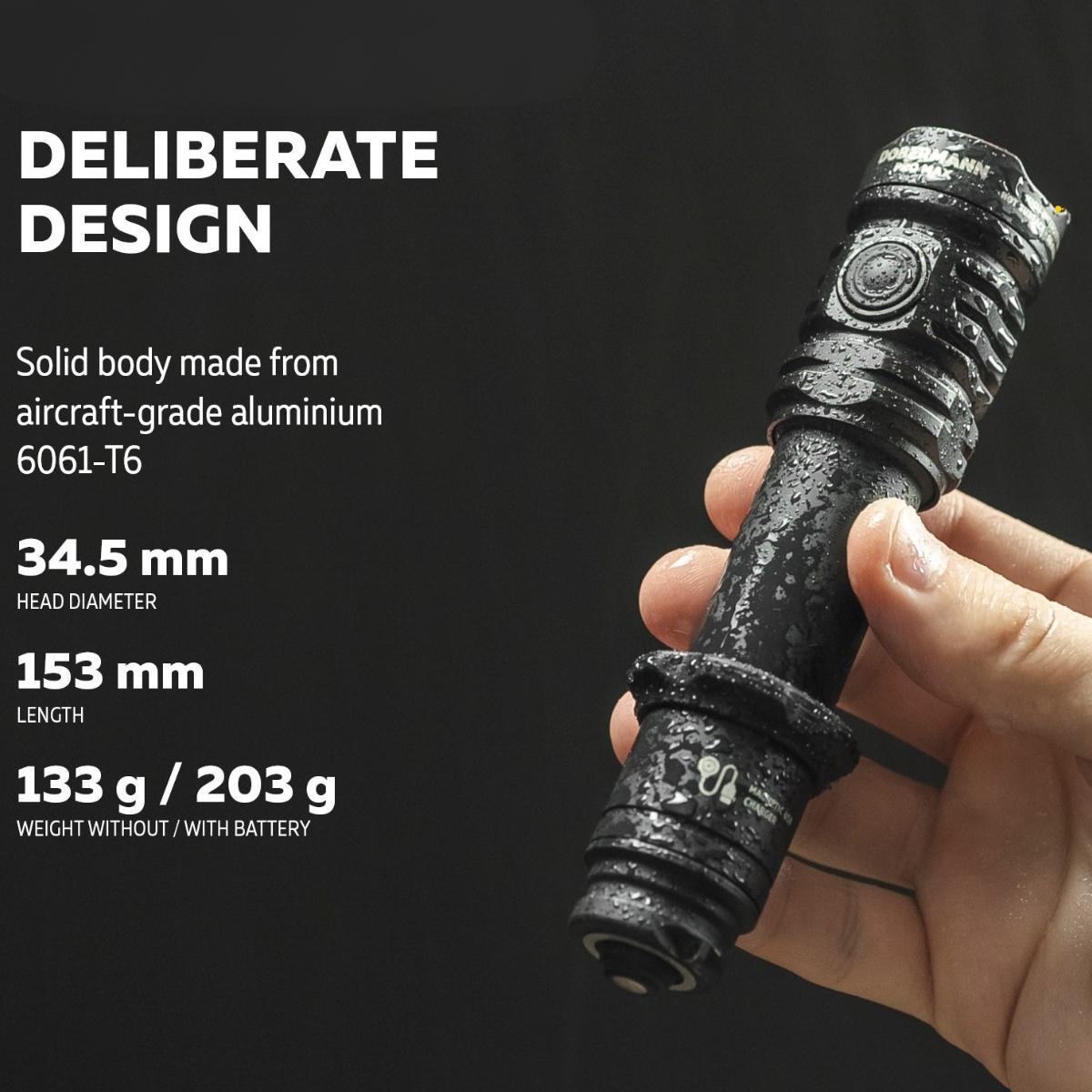 Flashlight Armytek Dobermann Pro Max 3000 Lumens Rechargeable Tactical Flashlight