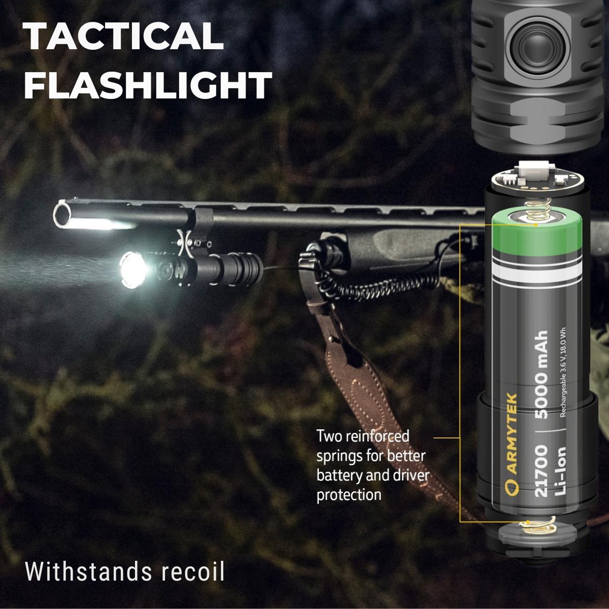 Flashlight Armytek Dobermann Pro Max 3000 Lumens Rechargeable Tactical Flashlight