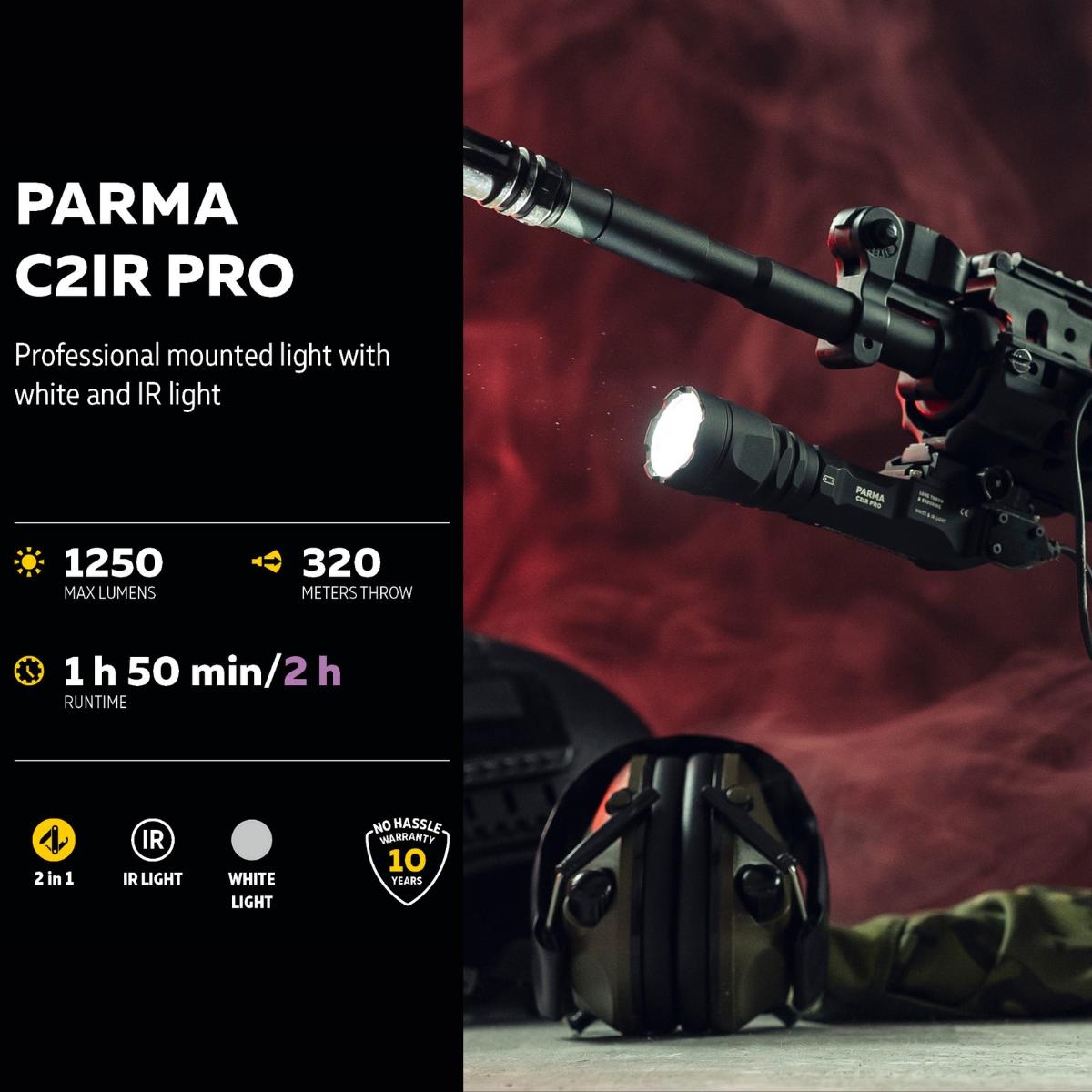 Flashlight Armytek Parma C2IR Pro White & IR Rifle Flashlight | 1250 Lumens