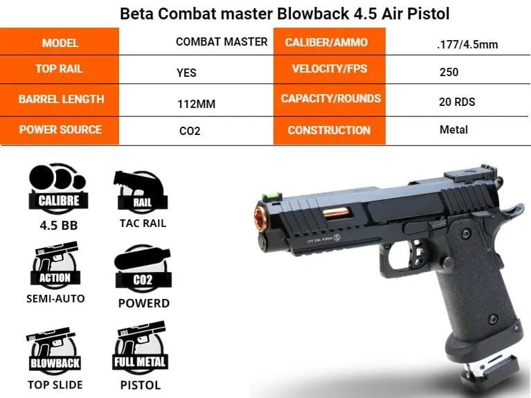 KROWN LAND Baba Yaga Beta Combat Master Hi-Capa Co2 Air Pistol