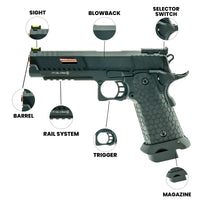 CO2 Air Gun Baba Yaga Blowback CO2 Air Pistol Fully Metal Gold Barrel - L45-21051X