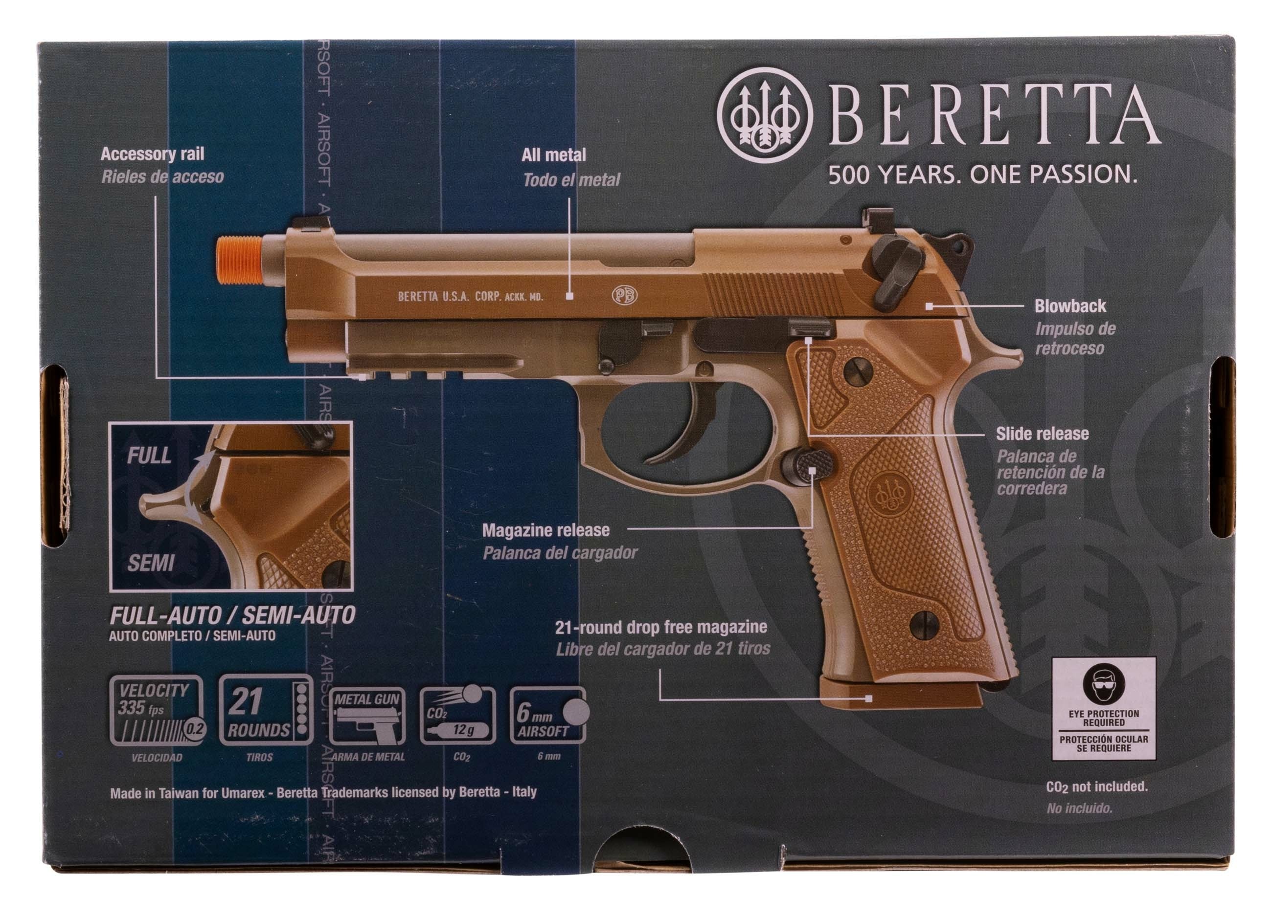AIRSOFT CO2 PISTOLS, AIRSOFT PISTOLS" Beretta Blowback Full Auto Airsoft Pistol - 6mm BB, CO2 Powered