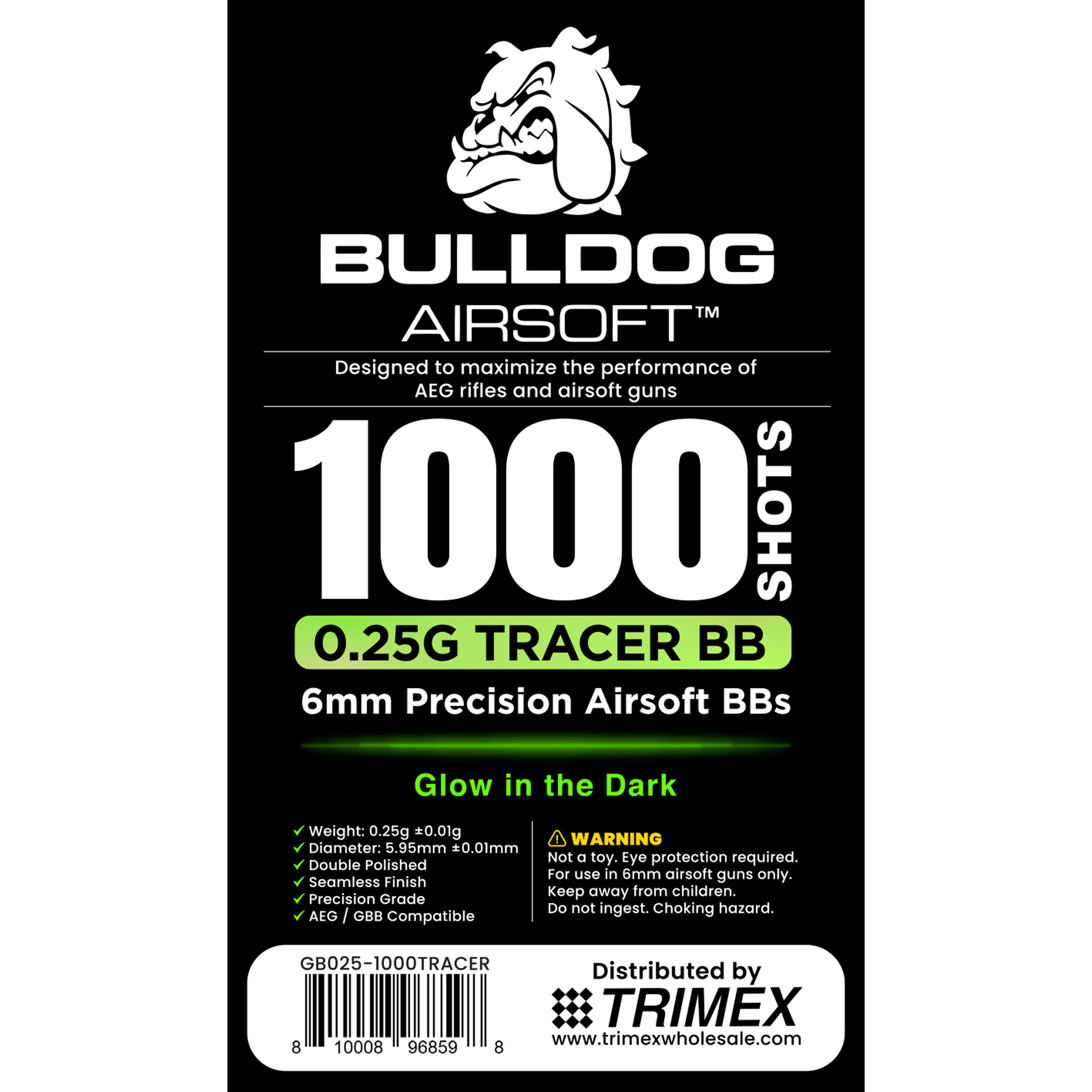 Airsoft Tracer BB's Bulldog Airsoft 0.25g Tracer BB 1000 Bag – Premium 6mm Glow Tracer BBs