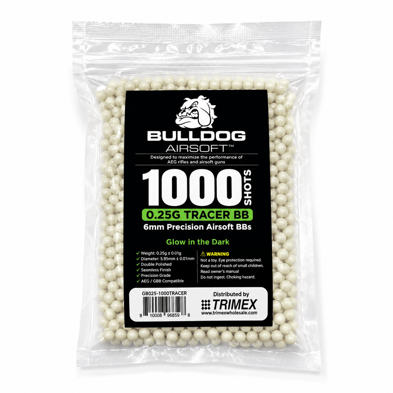 Airsoft Tracer BB's Bulldog Airsoft 0.25g Tracer BB 1000 Bag - Premium 6mm Glow Tracer BBs