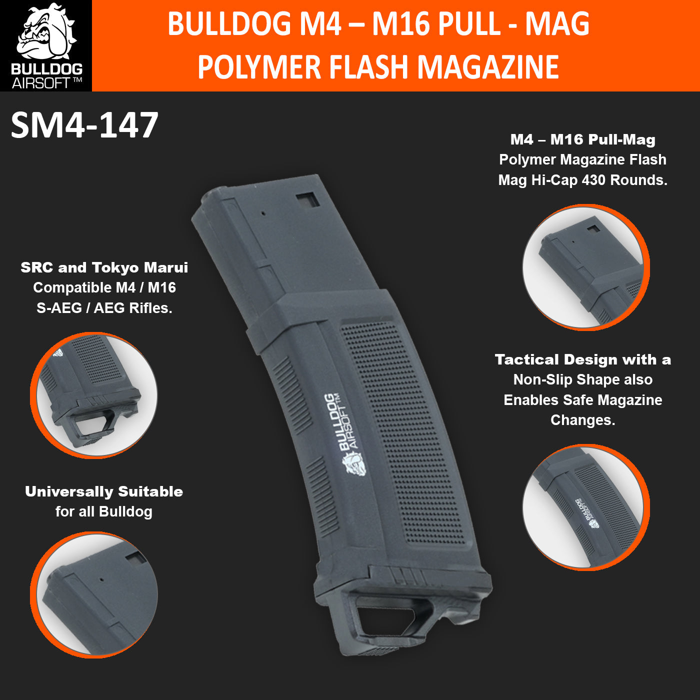 BULLDOG Bulldog M4 - M16 Pull-Mag Polymer Magazine Flash Mag Hi-Cap 430 Rounds