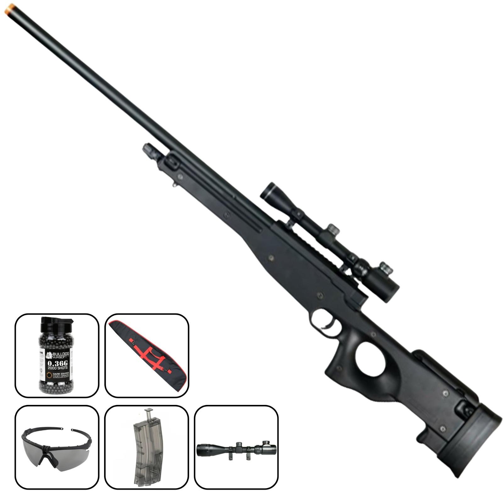 Airsoft Sniper Rifle Double Eagle M57 Airsoft Sniper Rifle Bundle w/ Scope, Carry Bag, BBs & Goggles