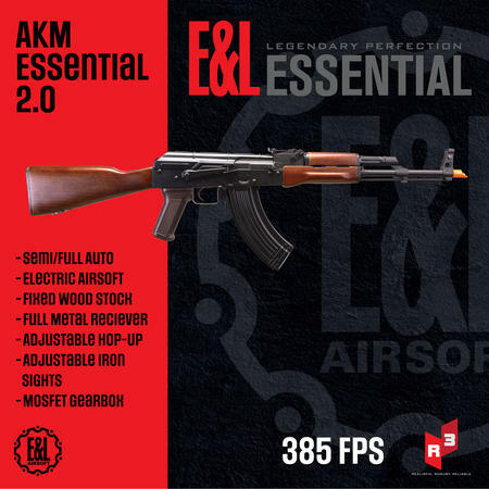 airsoft guns E&L AKM Essential 2.0 Semi Auto AEG Airsoft Electric Rifle - Umarex