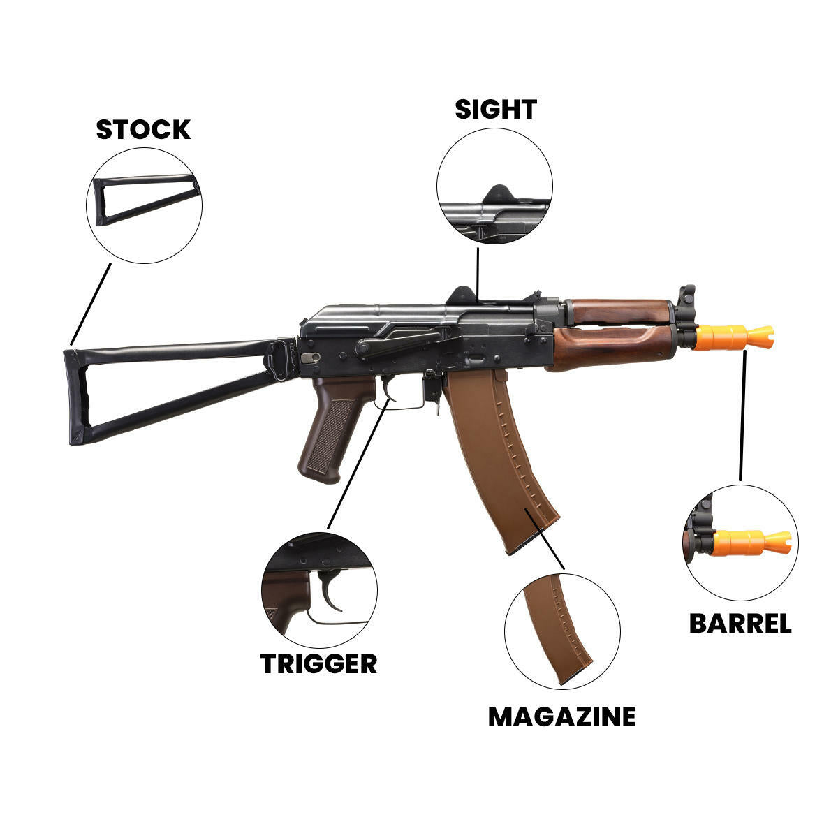 Airsoft Rifle E&L AKS-74UN Platinum AK AEG Airsoft Electric rifle - Umarex