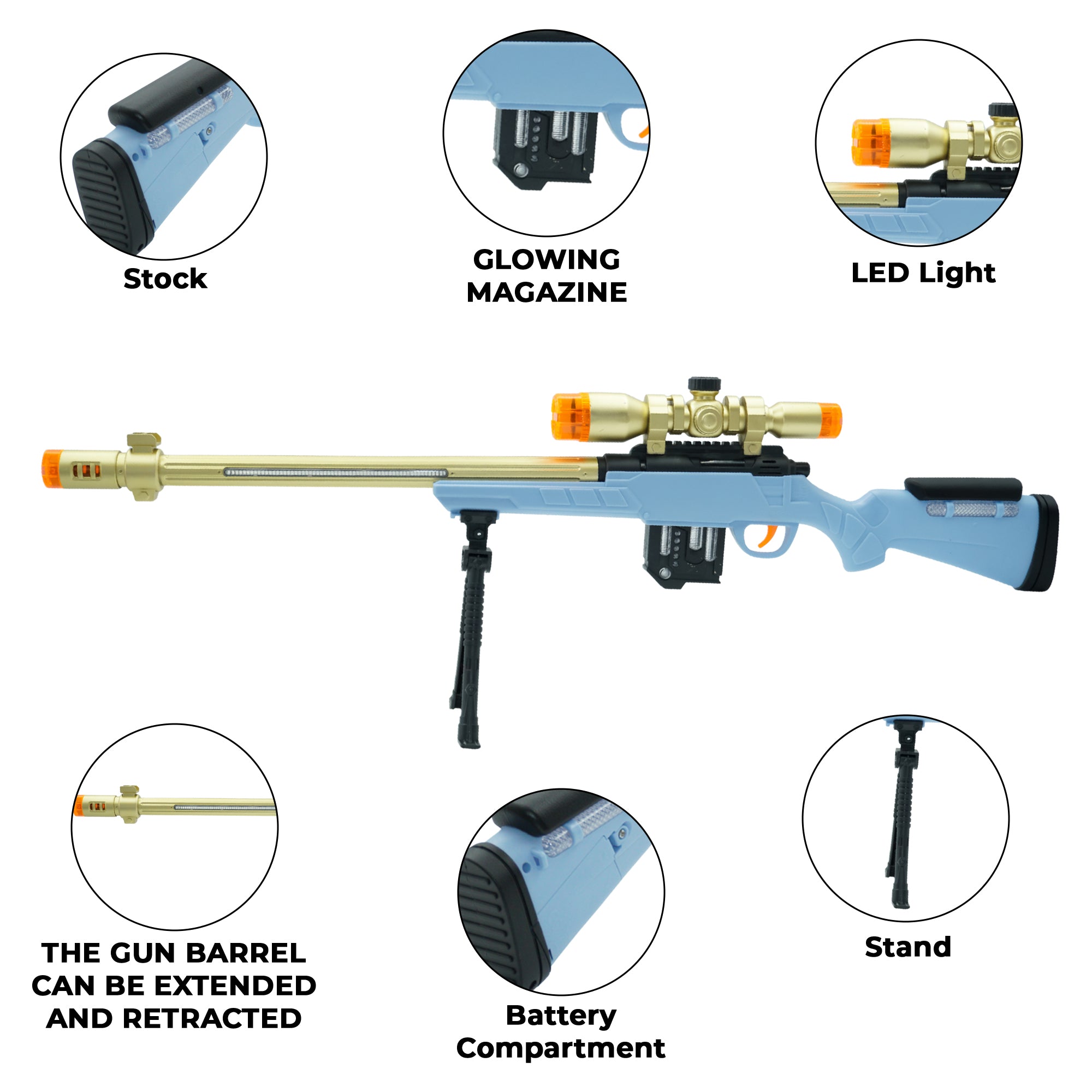 Airsoft Toy Gun Electric Airsoft Toy Gun Super Sniper with Lights and Sound