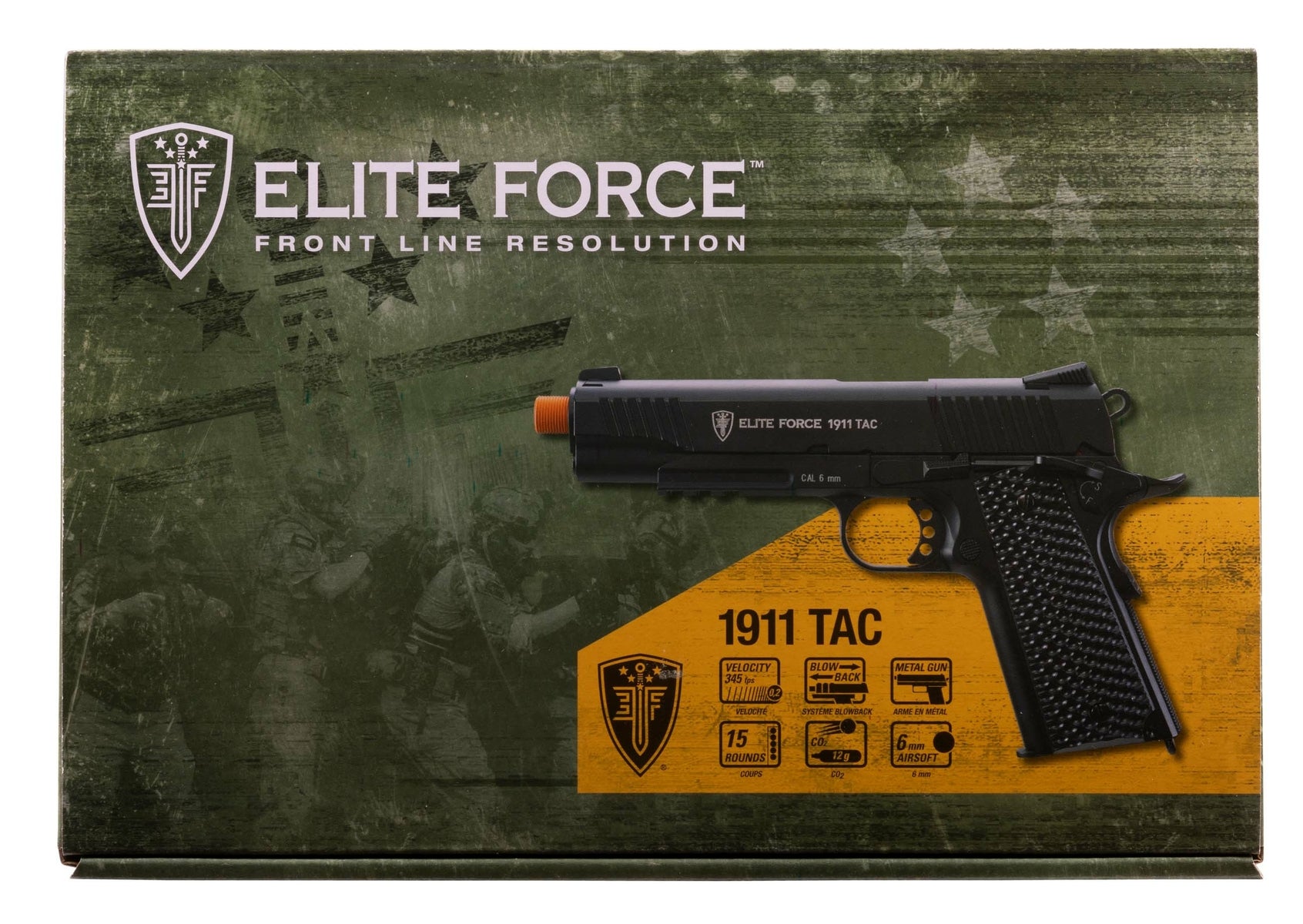 ELITE FORCE USA Black Elite Force 1911 TAC CO2 Airsoft Pistol - 6mm, Black, 15 Round Mag