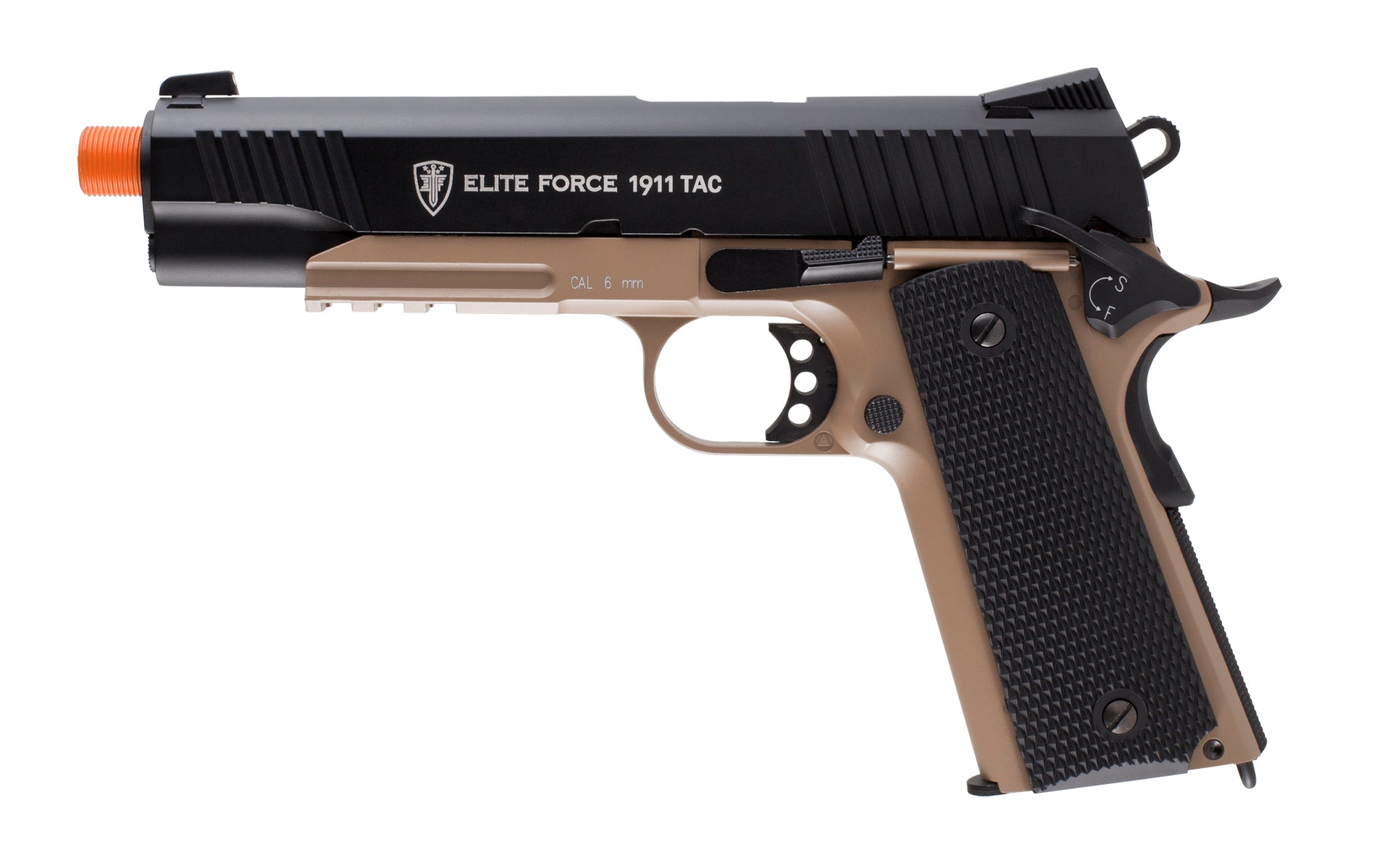 ELITE FORCE USA Elite Force 1911 TAC CO2 Airsoft Pistol - Black/Dark Earth Brown, 14 Round Mag