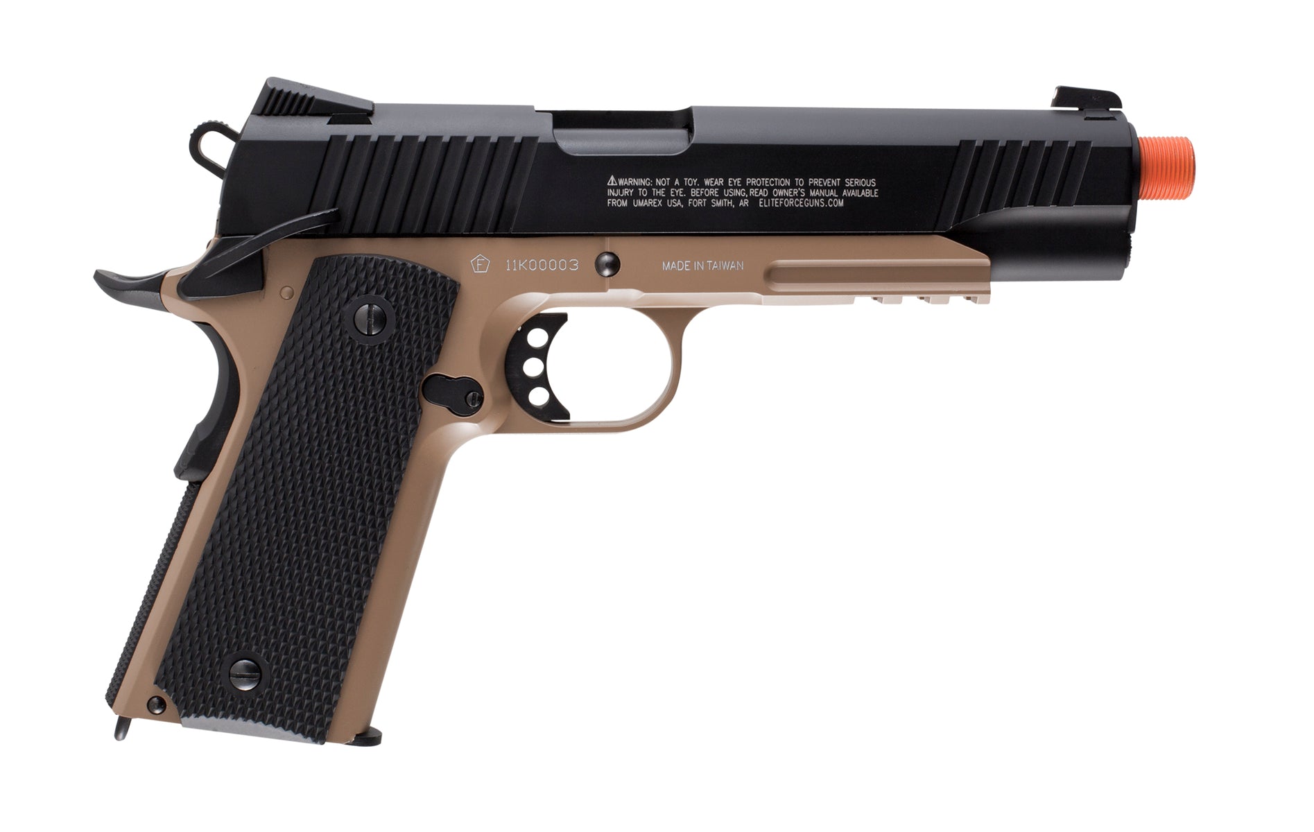 ELITE FORCE USA Elite Force 1911 TAC CO2 Airsoft Pistol - Black/Dark Earth Brown, 14 Round Mag