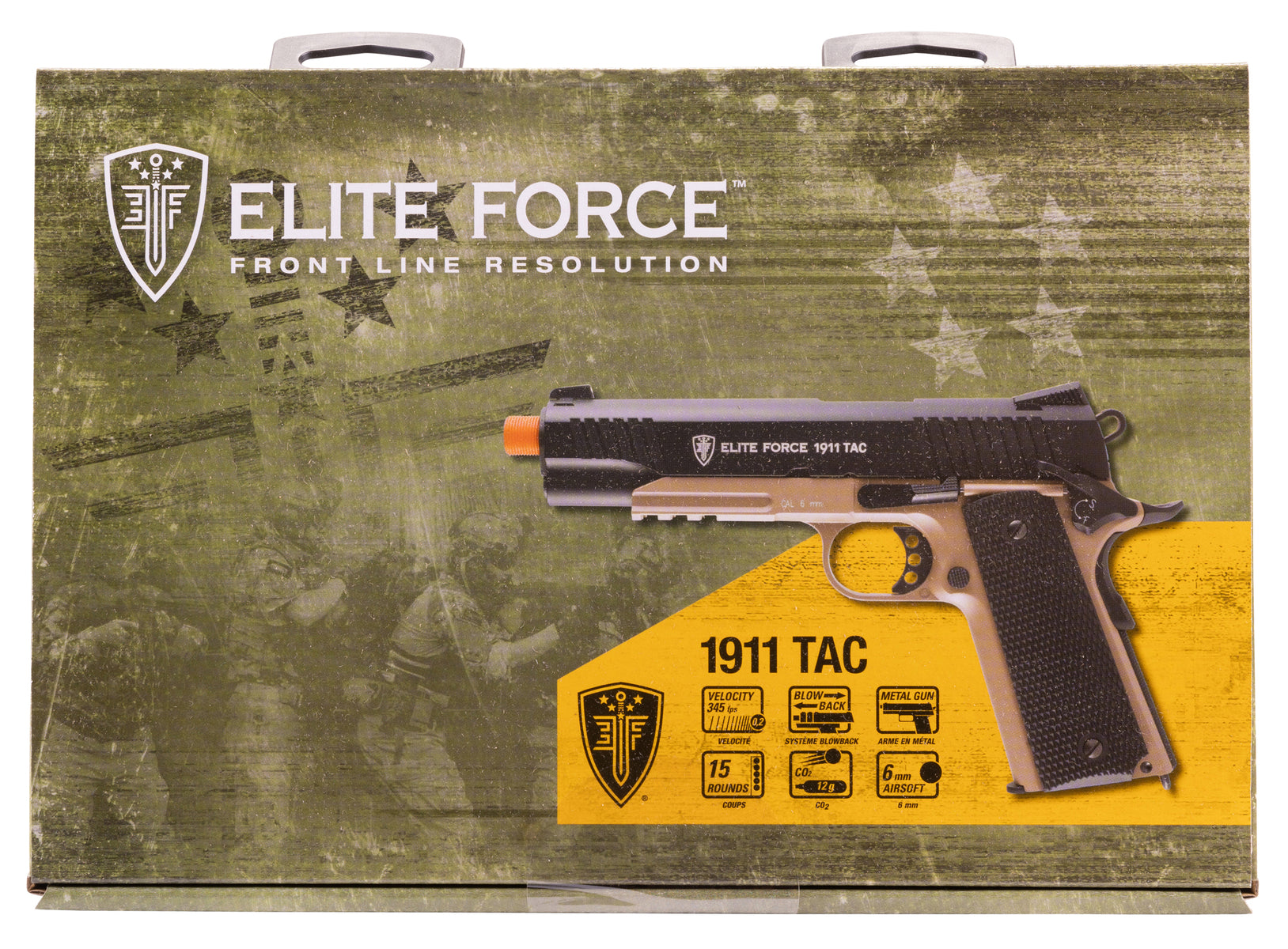 ELITE FORCE USA Elite Force 1911 TAC CO2 Airsoft Pistol - Black/Dark Earth Brown, 14 Round Mag