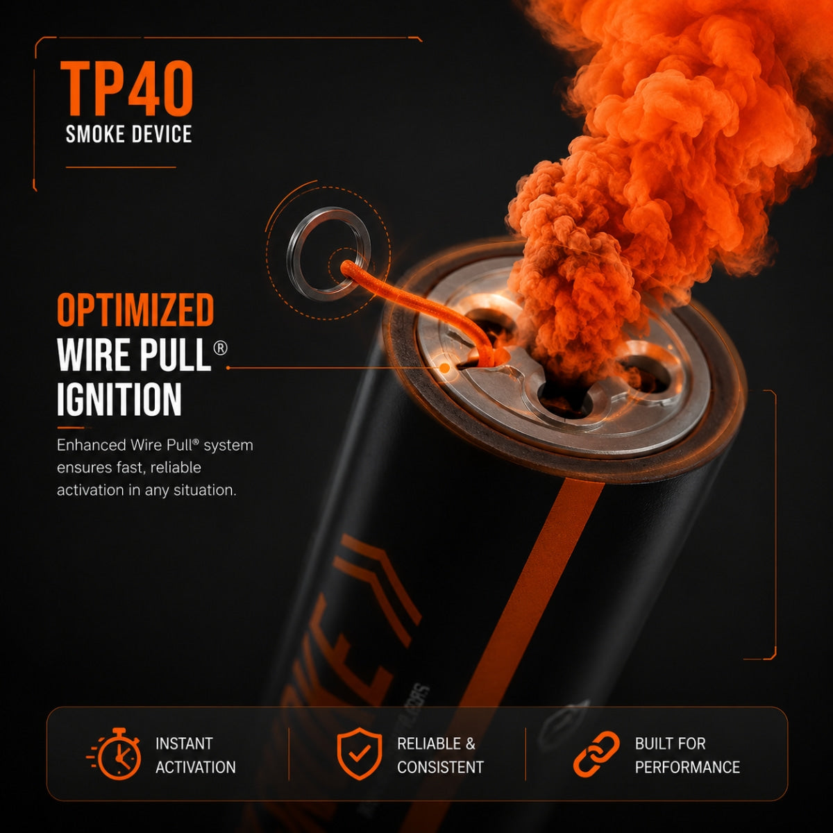 Smoke Grenade Enola Gaye Airsoft TP40 Top Pull Smoke Grenade - Orange